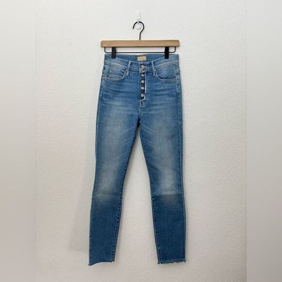 MOTHER The Fly Cut Stunner Fray Jeans in Final Frontier Medium Wash Size 24 - Picture 3 of 13